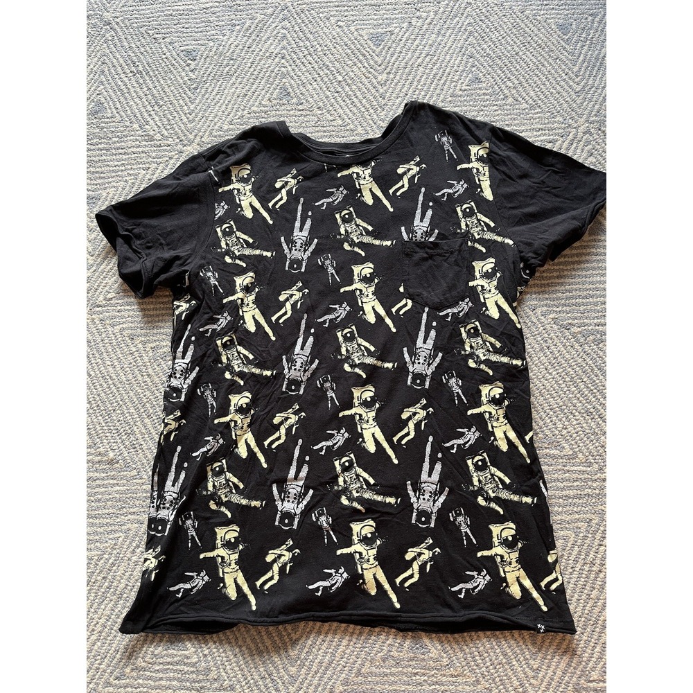 Rude Hot Topic Pocket T-Shirt - Black w/ Astronaut Graphic - XL